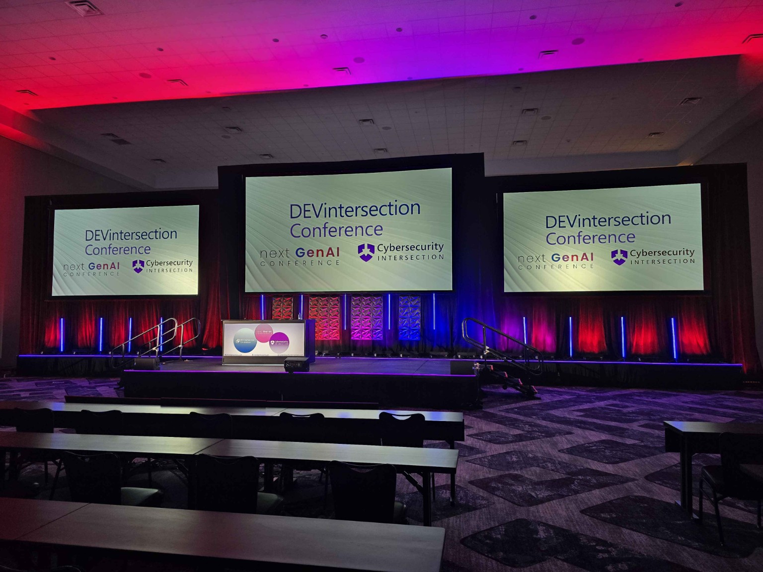 Three-screen conference environment